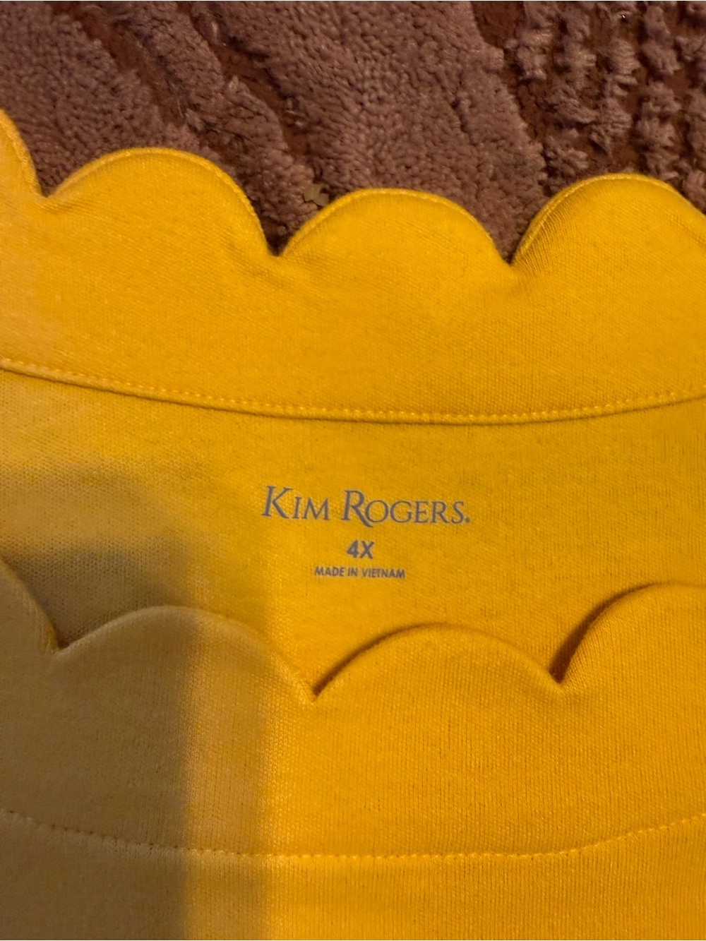 Kim Rogers 4 XL Gold Scalloped Neck Blouse Top Pullover NWT